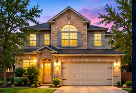 Front of a two-story brick rental home in the portfolio